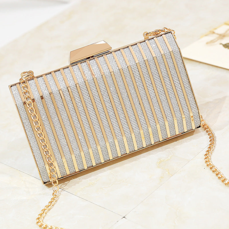 Stylish Elegant Metallic Dress Clutch Chain Small Square Bags