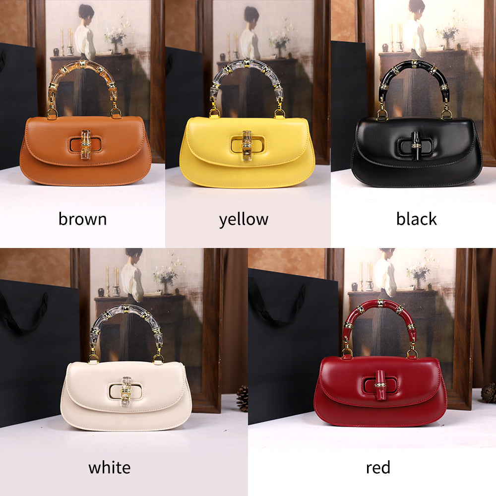 Hand Holding Saddle Bamboo Joint Design Women's Handbag