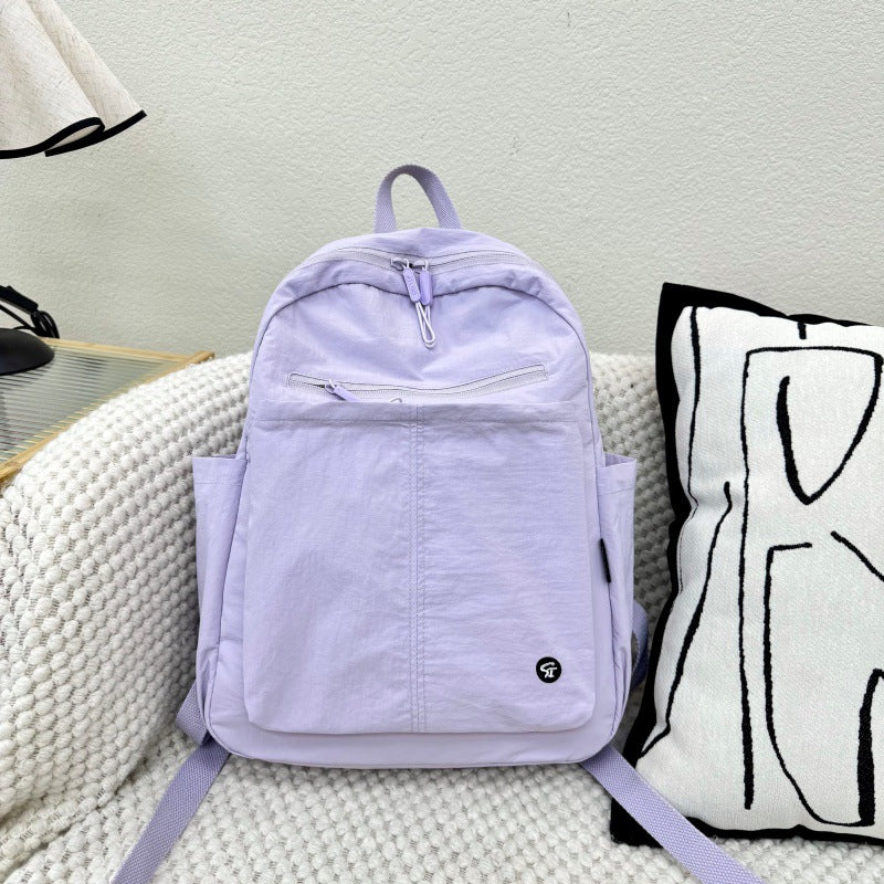 Nylon Cloth Trendy Large Capacity Contrast Leisure Backpack