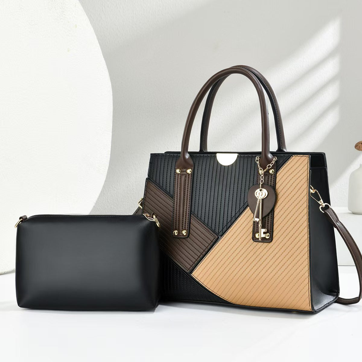 Color Matching Portable Large Capacity Combination Two-piece Set Women's Shoulder Bag