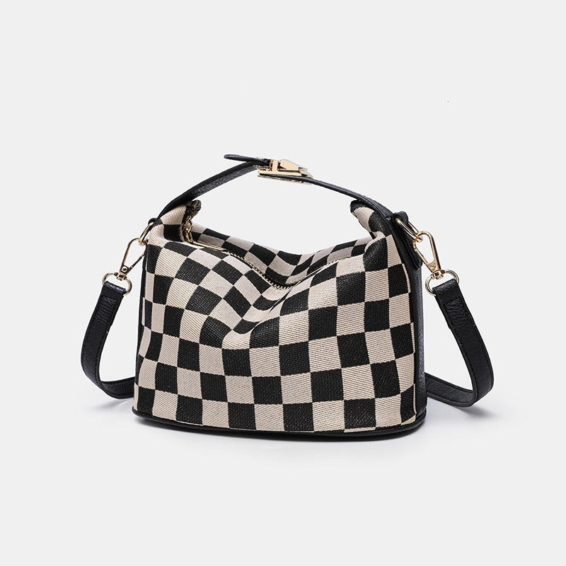 Women's Plaid Lunch Box Design Simple Retro Small Square Bags