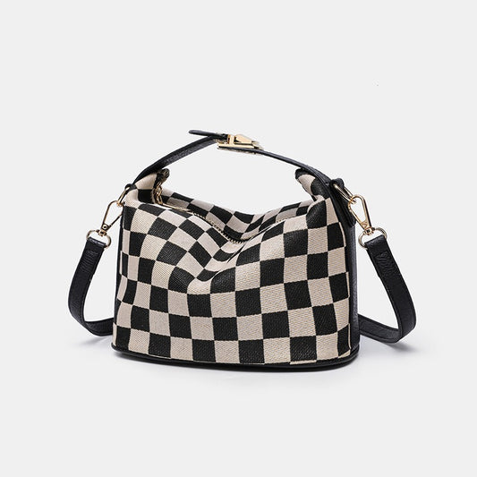 Women's Plaid Lunch Box Design Simple Retro Small Square Bags
