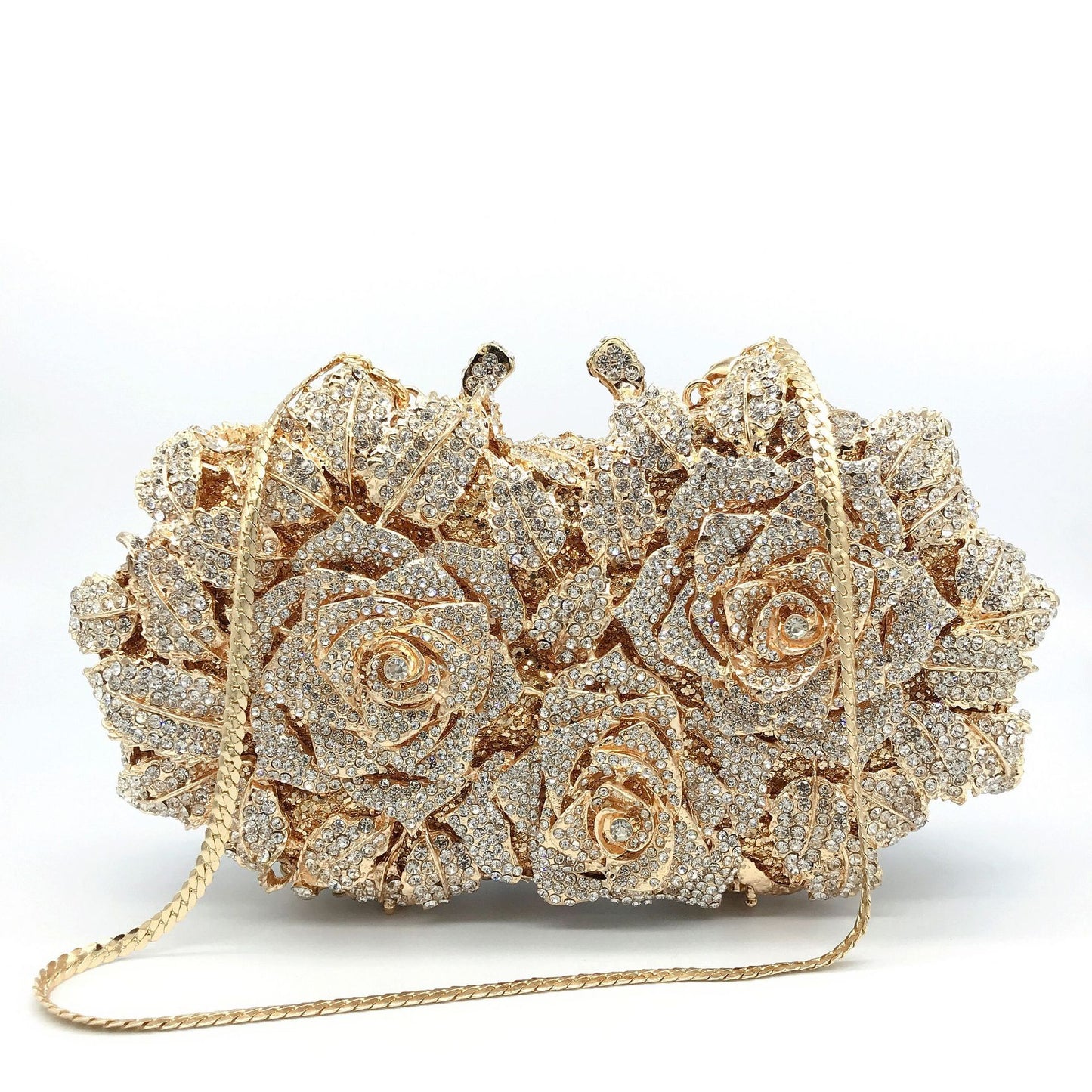 Women's Hollow Rose Diamond Banquet Full Clutch Bags