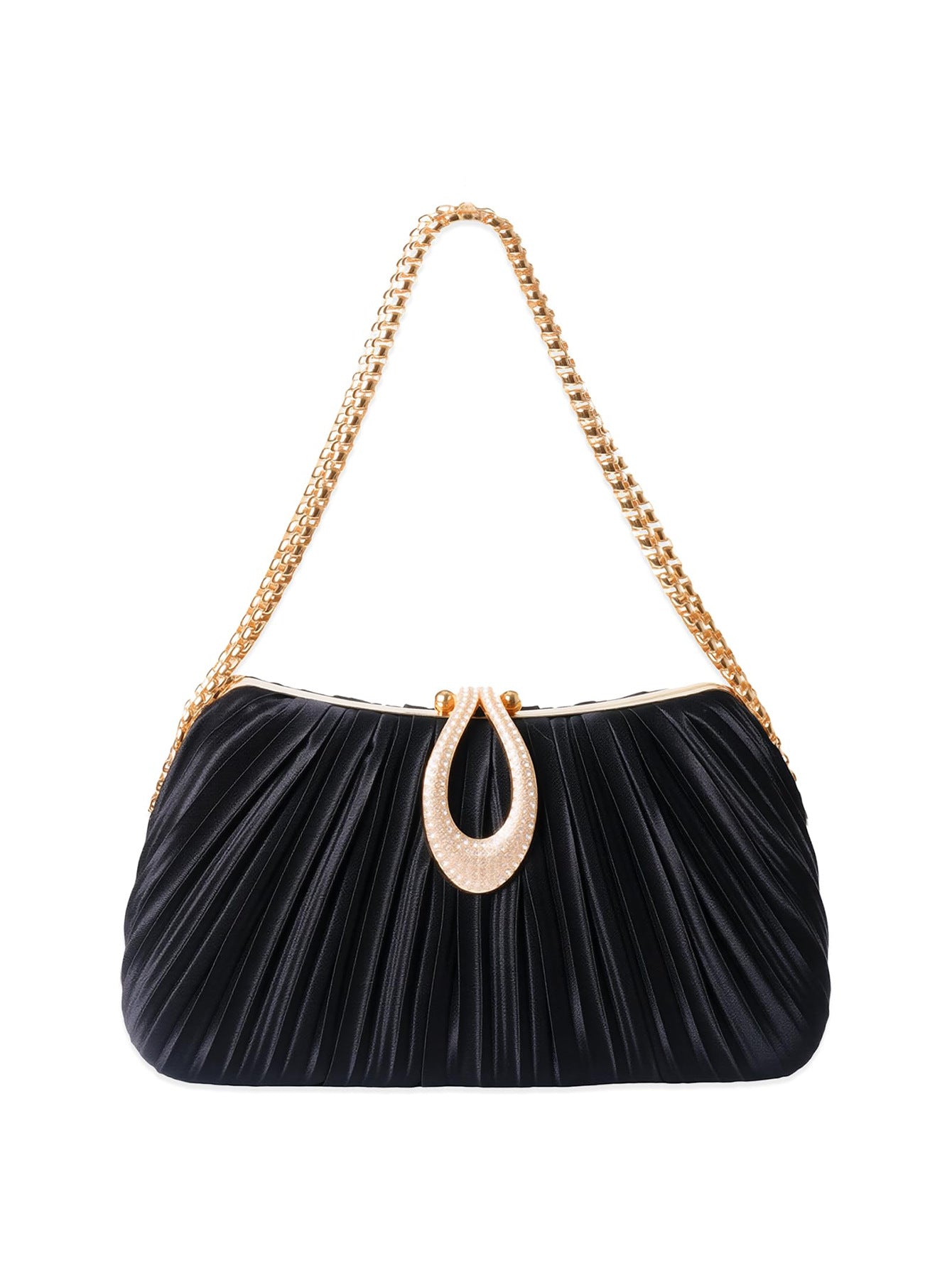 Women's Satin Pleated Bracelet Dress Cheongsam Banquet Dinner Bag