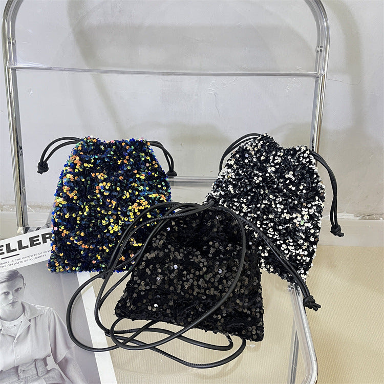 Trendy Sequin Korean Drawstring Lucky Fashion Women's Messenger Bag