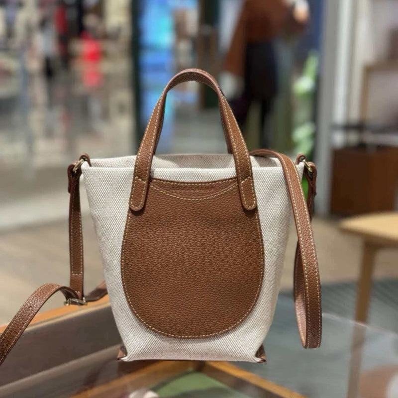 Women's French Dragon Canvas Commuter Minority Dumpling Bucket Bags