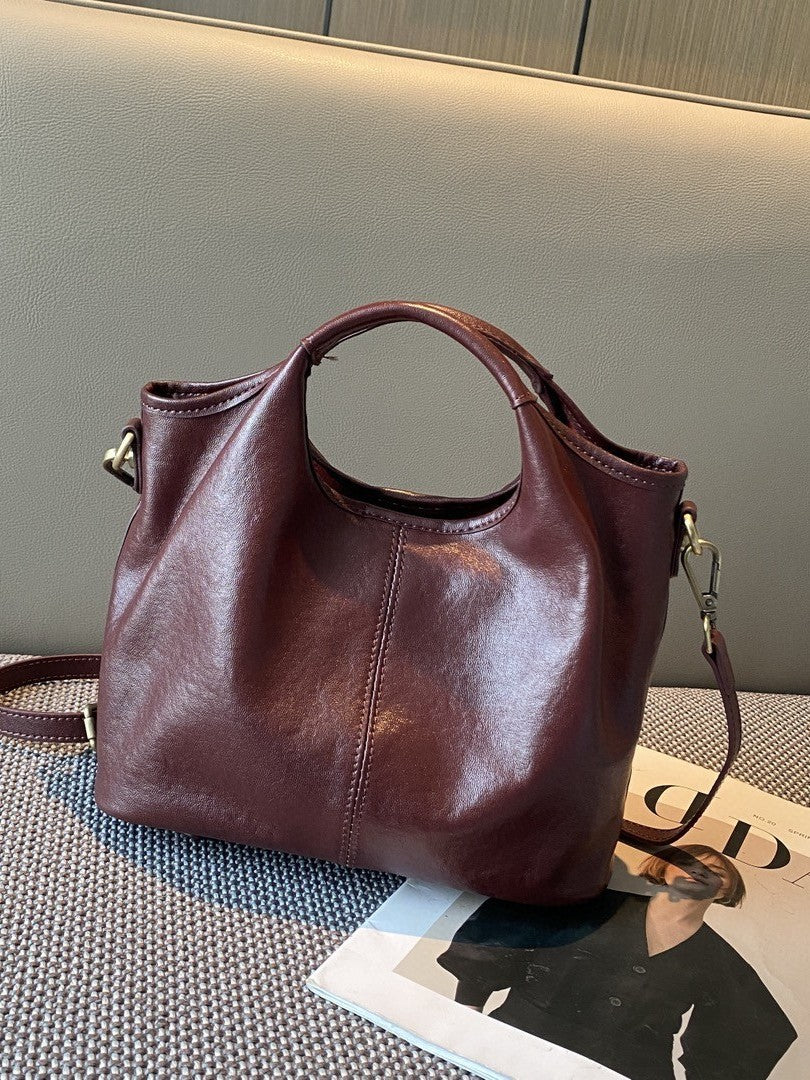Women's First Layer Cowhide Retro Portable High-grade Women's Shoulder Bag