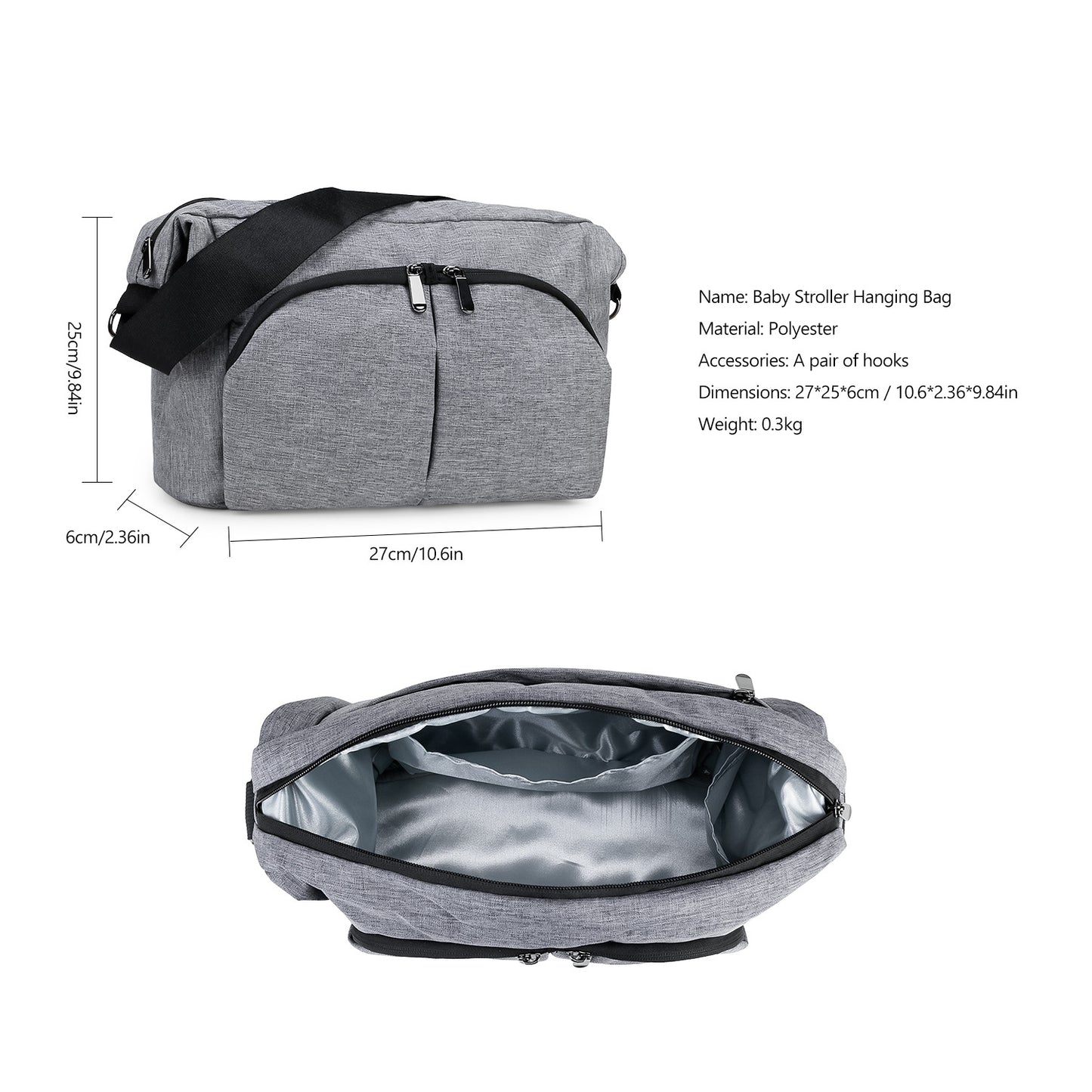 Moms Portable Stroller With Pair Of Hooks Mummy Bag