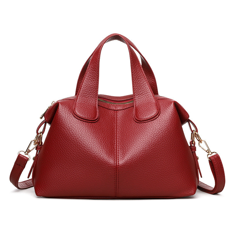 Women's Texture Soft Leather Boston Commuter Women's Handbag