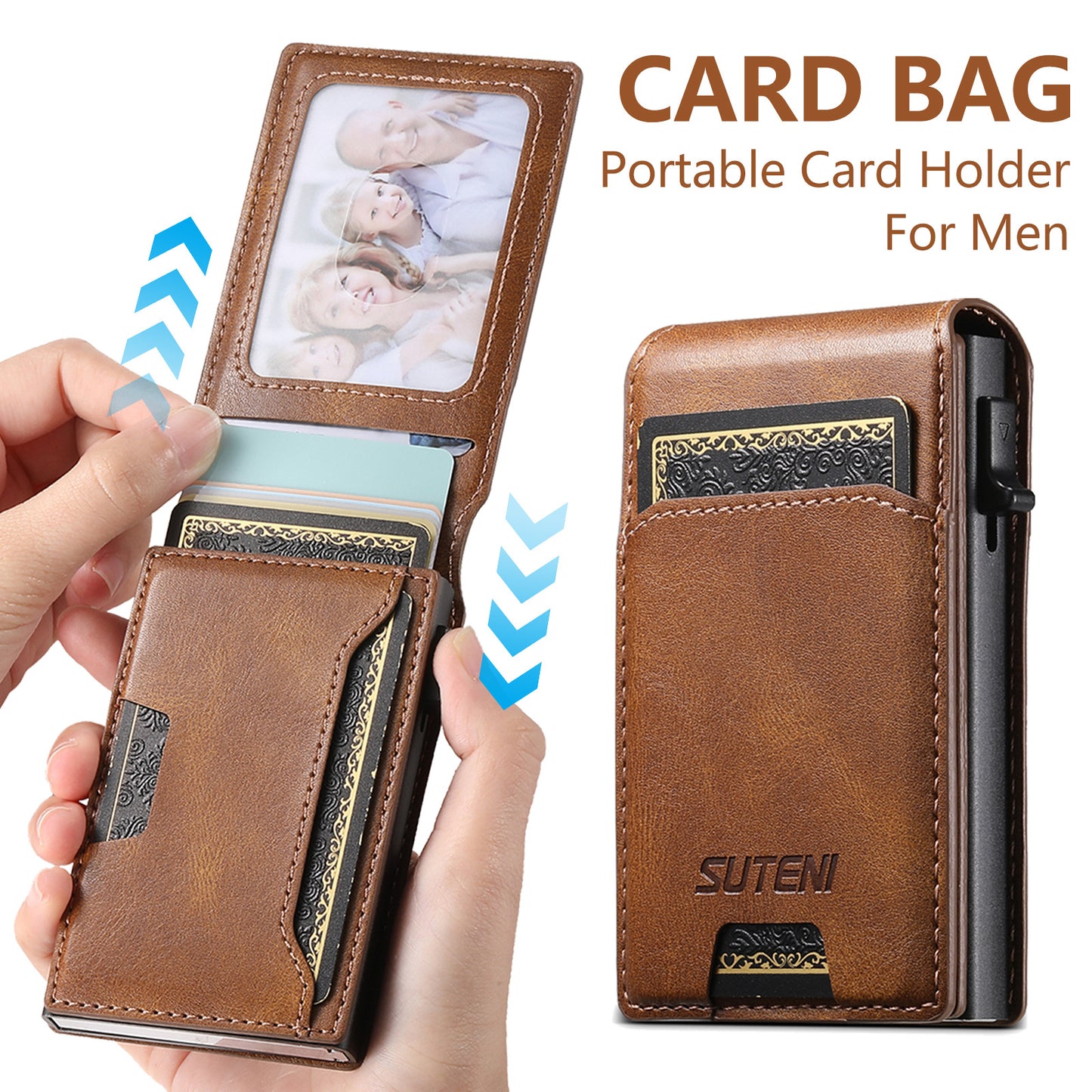 Slot Frame Button Portable Cassette Automatic Pop-up Men's Wallet