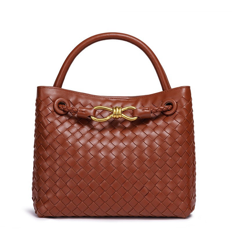 Women's Fashion Bow Metal Hand-woven Design Large Bags