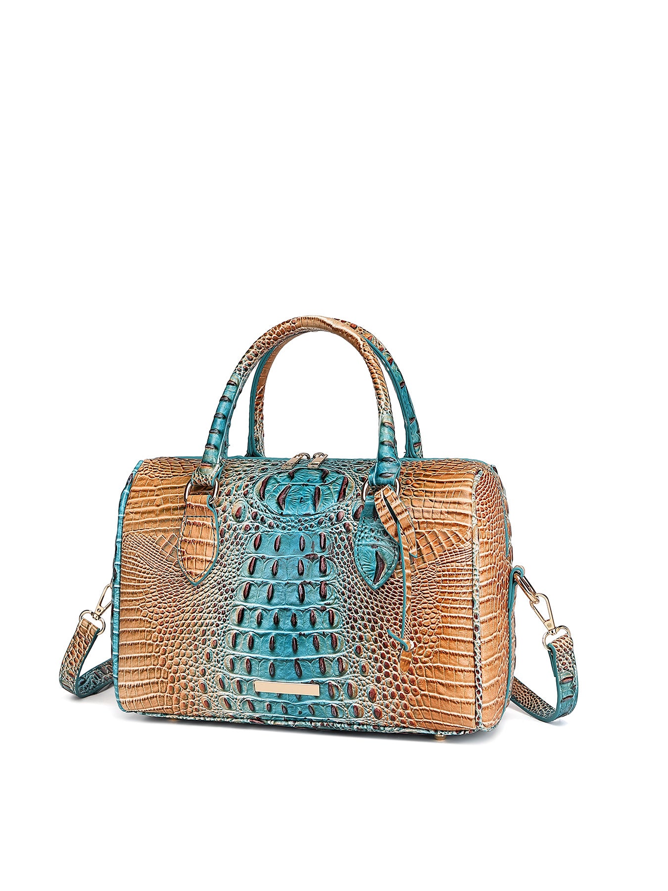 Women's Portable Underarm Vintage Brahmin Crocodile Pattern Bags