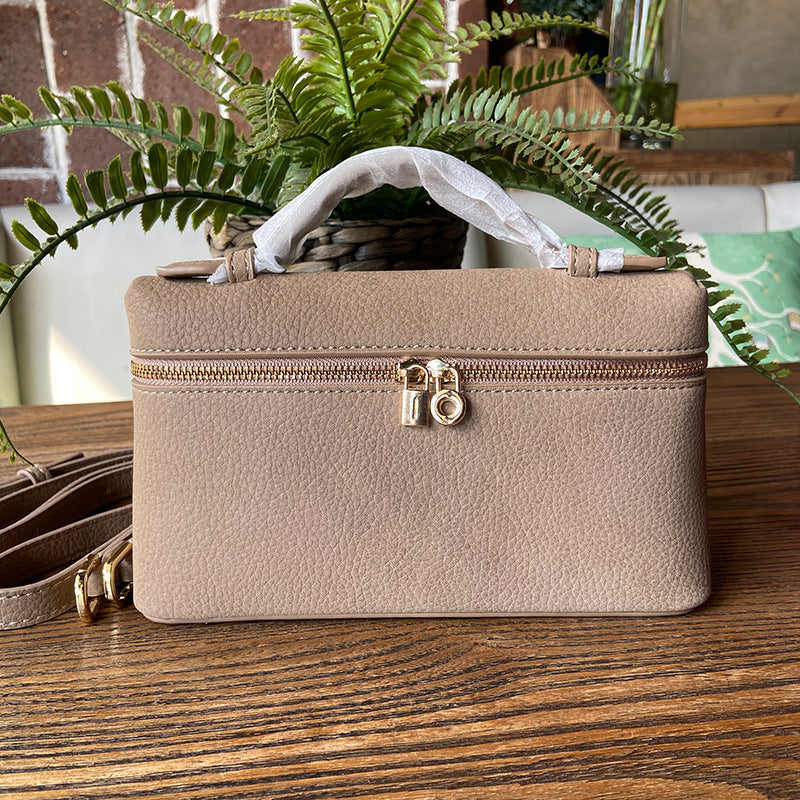Lunch Box Lychee Pattern Genuine Leather Fashion Small Square Bag
