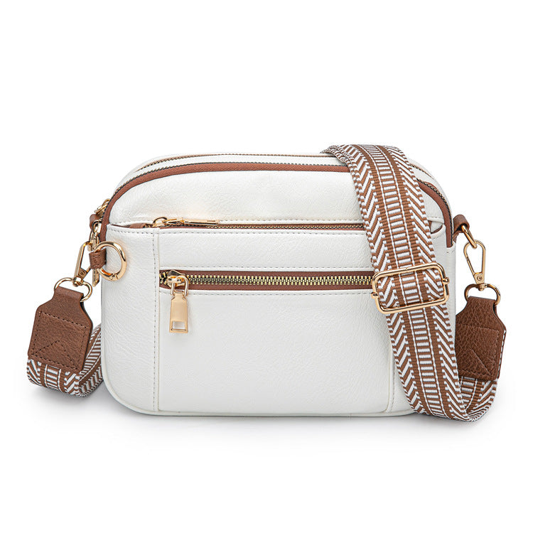 Chessboard Plaid Fashion Retro Double Zipper Women's Shoulder Bag