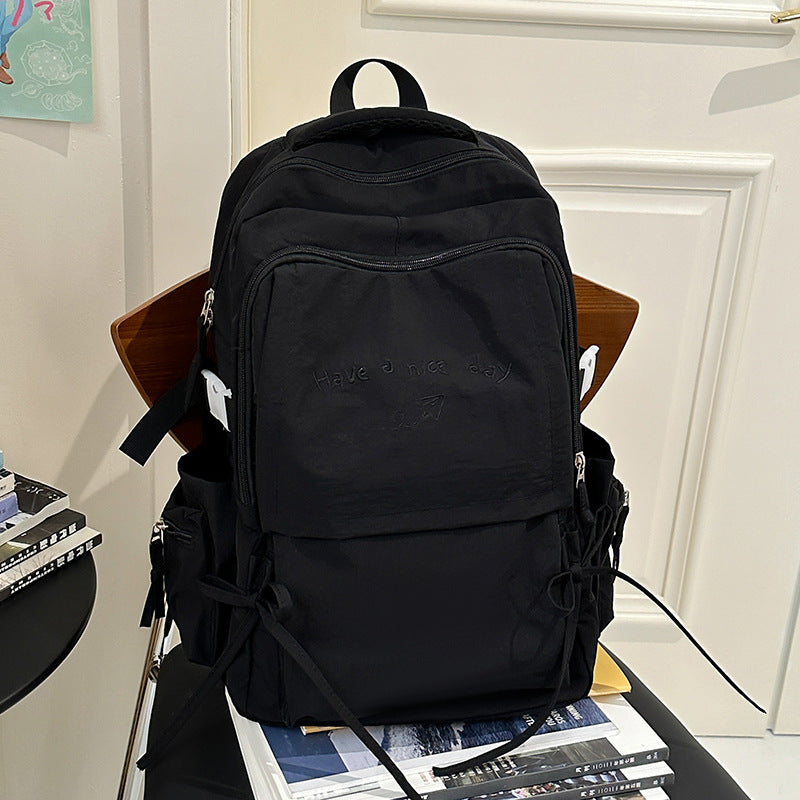Women's Large Capacity Solid Color Simple Junior College Student Schoolbag
