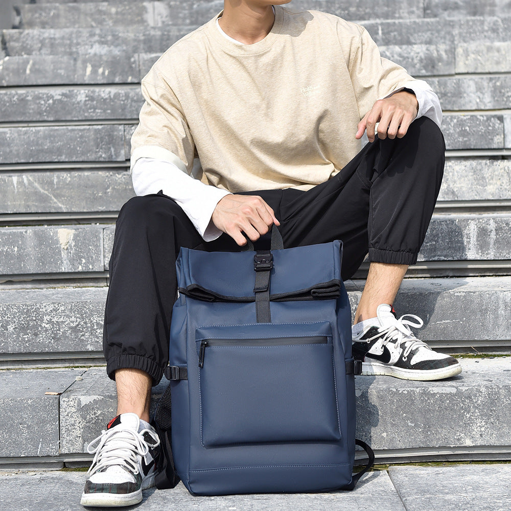 Men's Simple Trendy Cool Solid Color Computer Office Business Backpack
