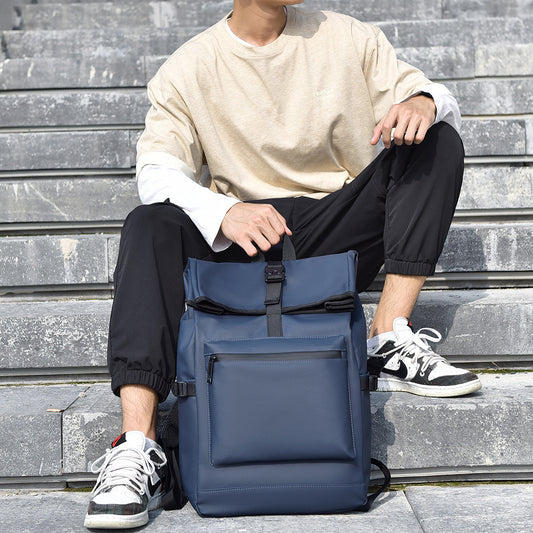 Men's Simple Trendy Cool Solid Color Computer Office Business Backpack