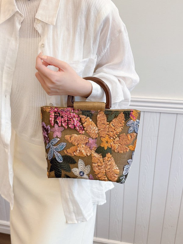 Chinese Style Fashion Artistic Lady's Flower Large Women's Handbag