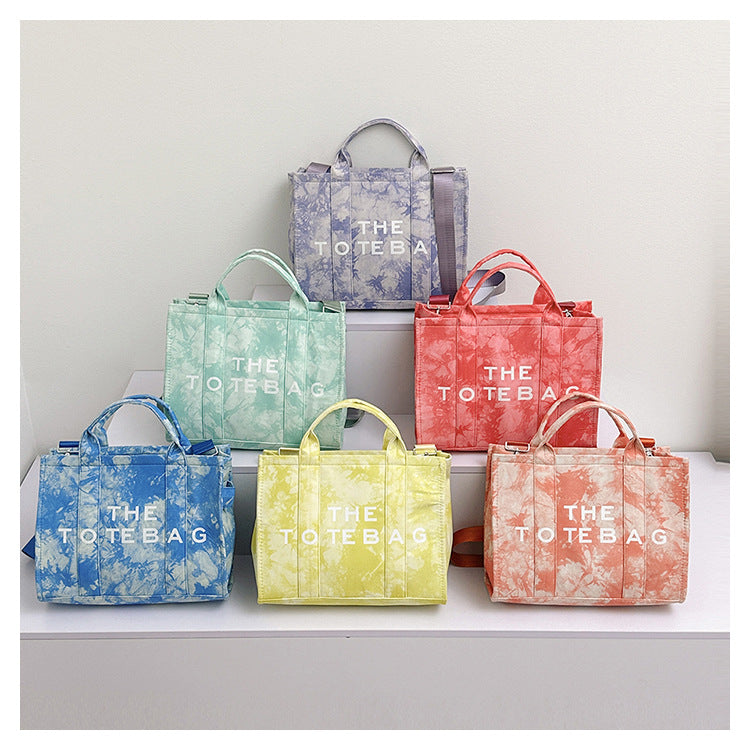 Graceful Trendy Canvas Letter Iti Portable Women's Shoulder Bag