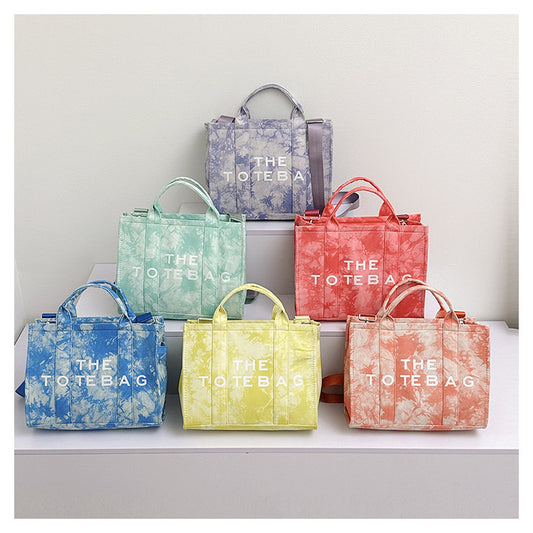 Graceful Trendy Canvas Letter Iti Portable Women's Shoulder Bag
