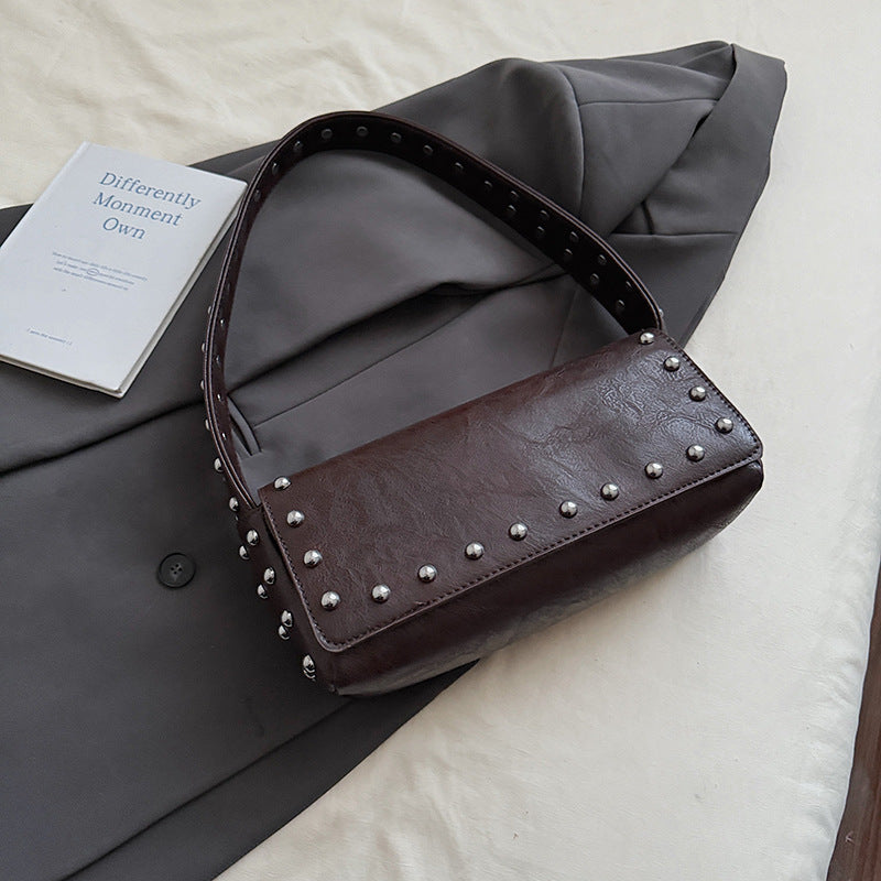 Women's Spring Retro Style Rivet Underarm Western Women's Shoulder Bag