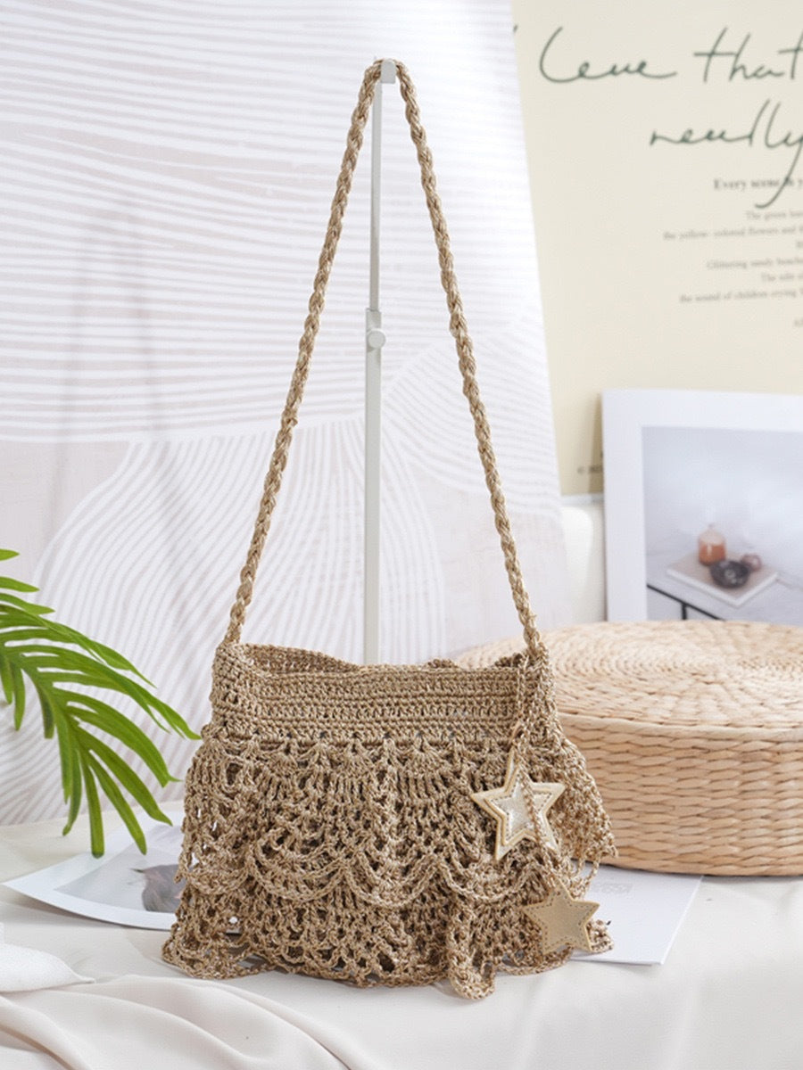 Women's Crocheted Sier Silk Skirt Versatile Korean Gold Exquisite Women's Shoulder Bag