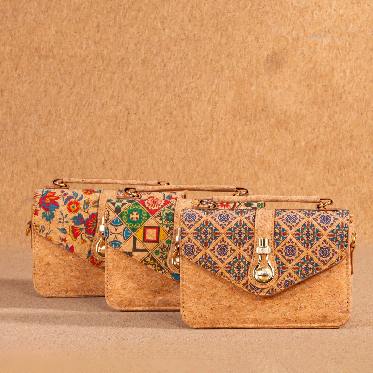 Women's Style Cork Tree Leather Wooden Inside Outside Women's Shoulder Bag