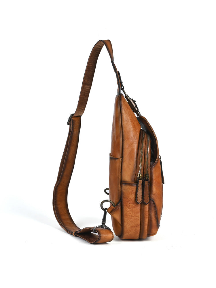 Men's Crazy Horse Leather Simple Vertical Large Lock