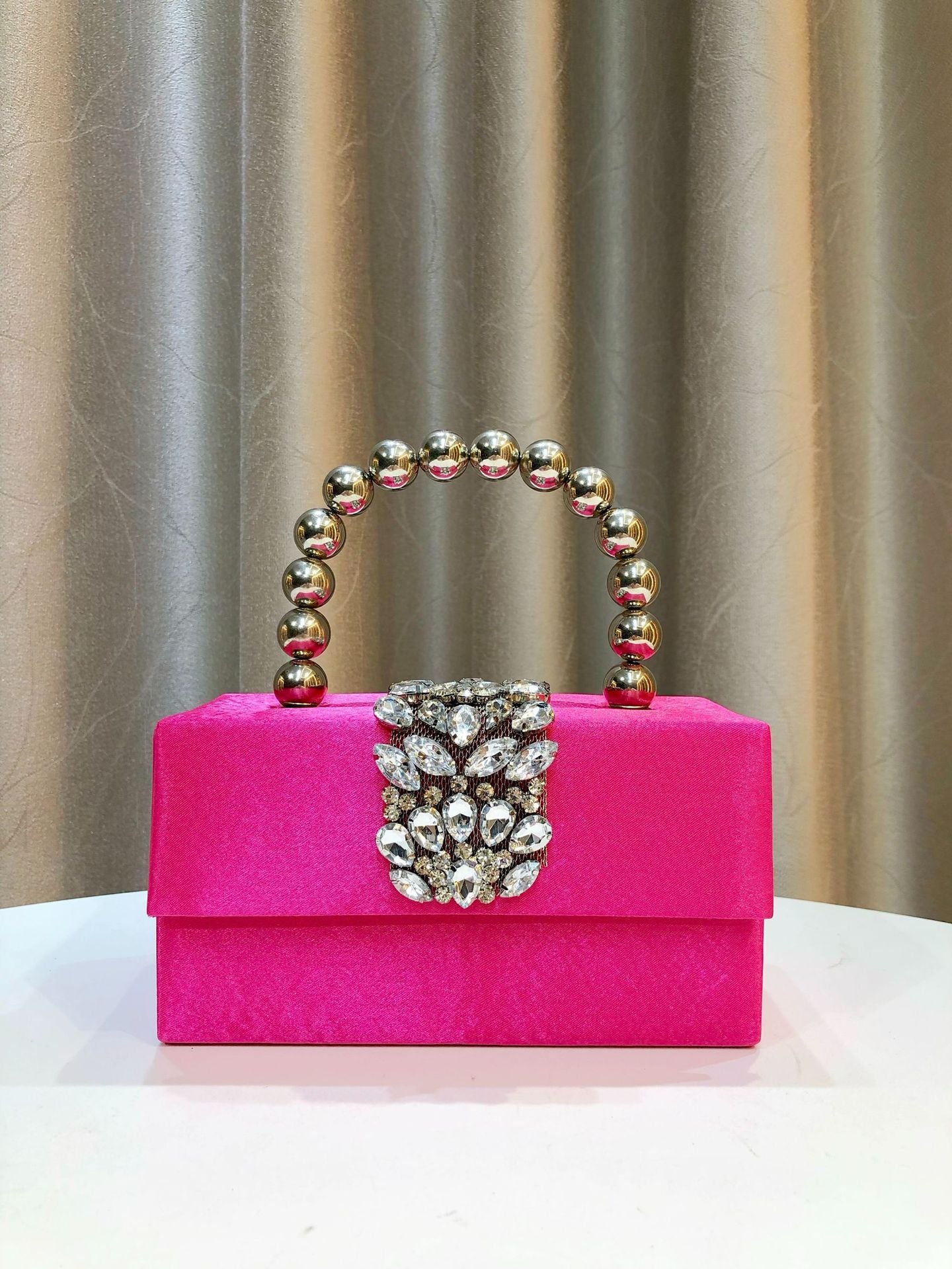Shiny Rhinestone Banquet Silk Satin Pearl Dinner Bag