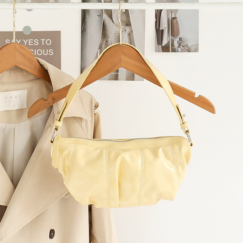 Women's Korean Style Pleated Dumpling Retro Textured Soft Leather Underarm Niche Bags