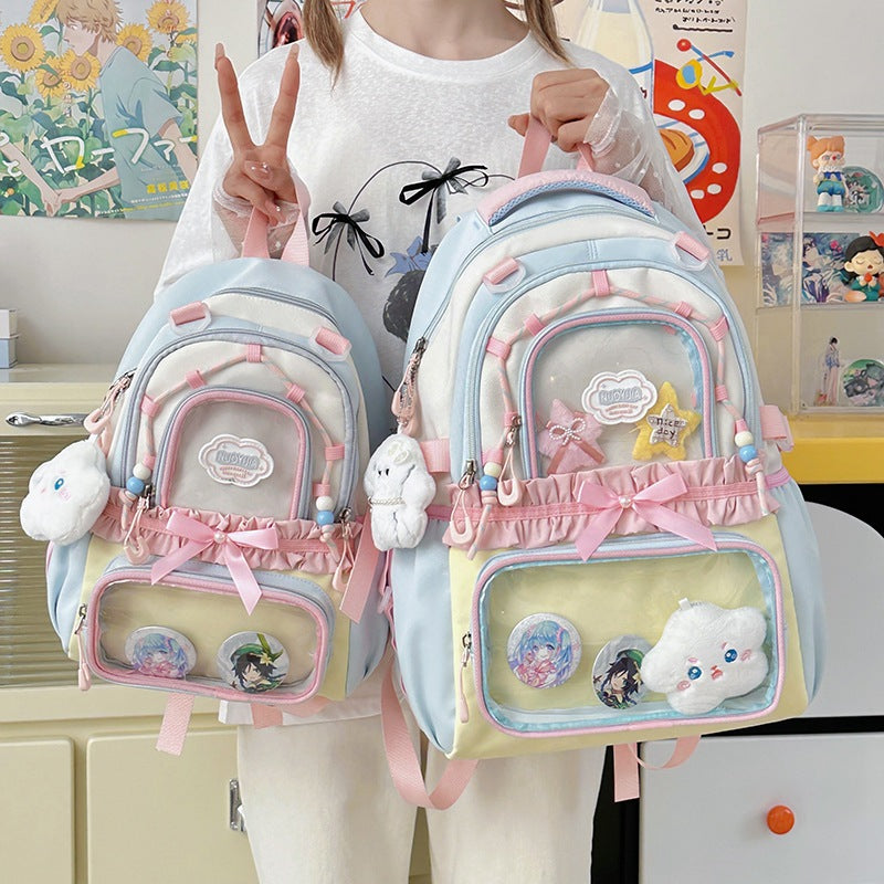 Translucent Female Leisure Korean High Style College Student Schoolbag