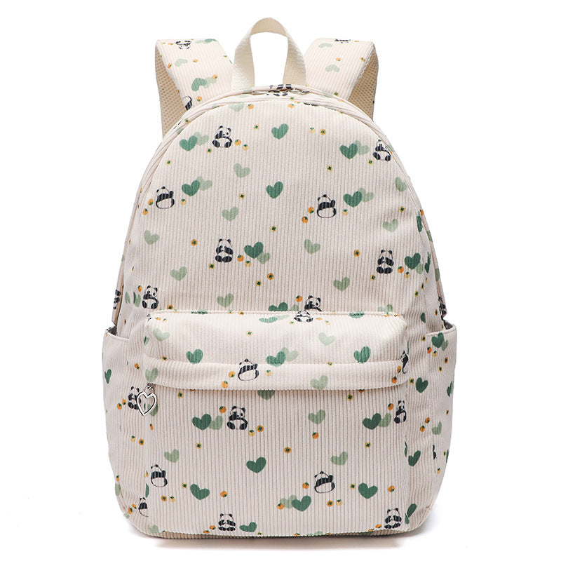 Women's Corduroy Floral Pattern Large Capacity Fashion Backpacks