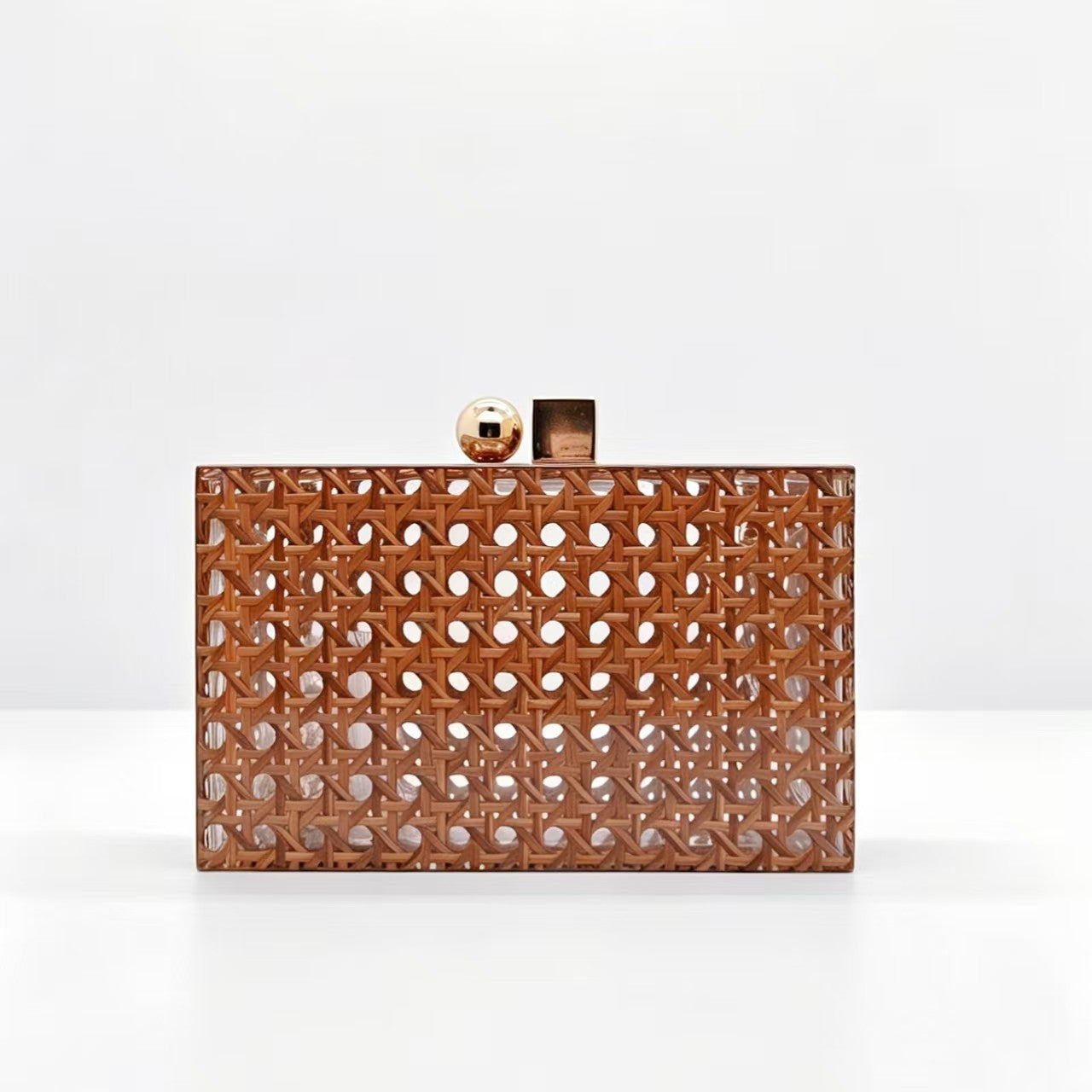 Retro Round Head Clutch Plastic Rattan Woven Dinner Bag