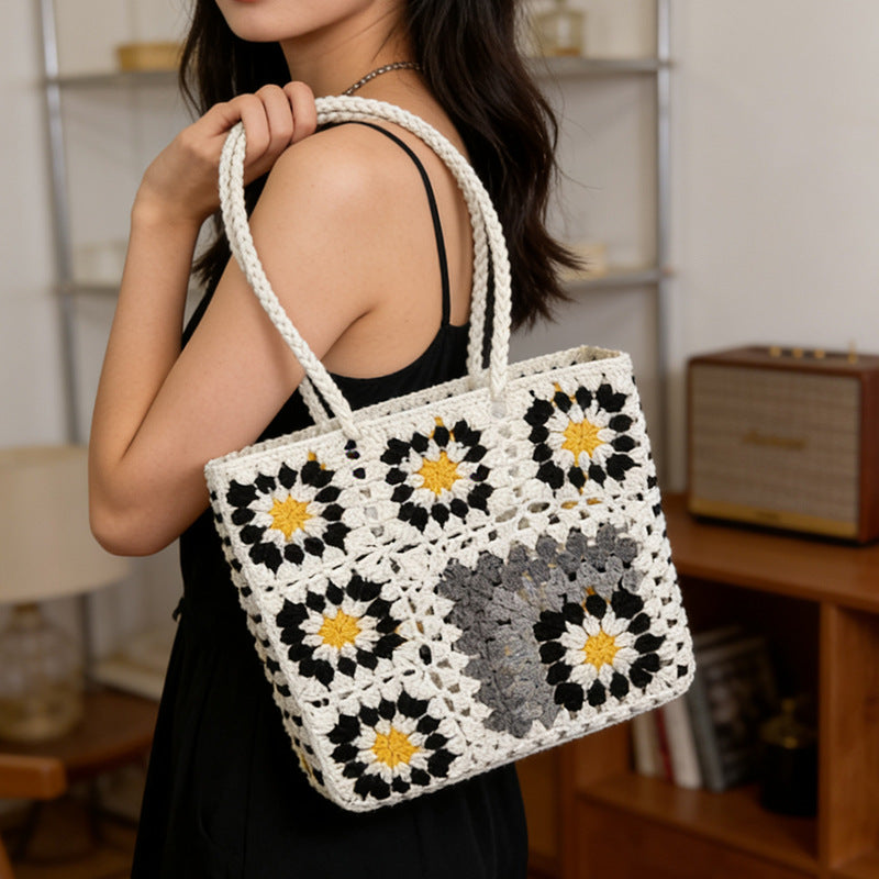Woven Minority Fashion Retro Easy Matching Contrast Color Bags