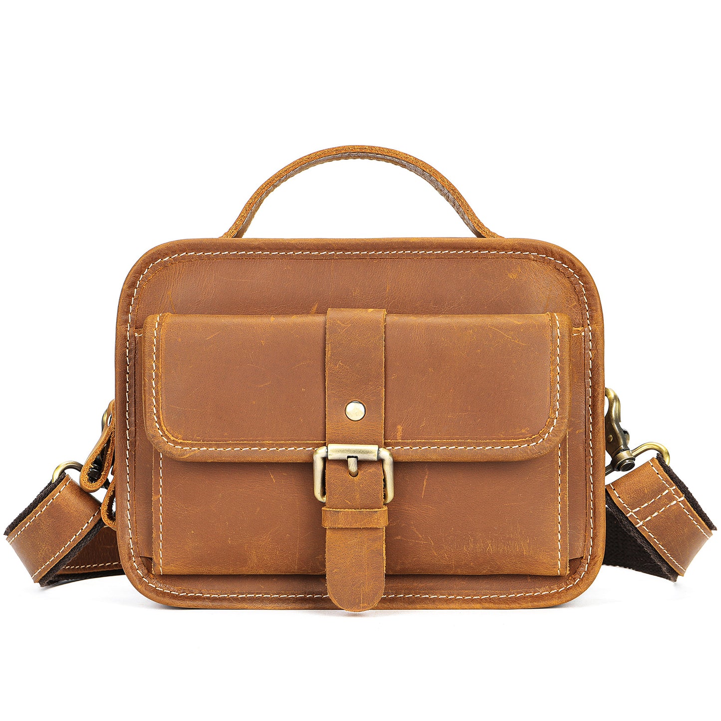 Men's Leather Fashion Crazy Horse First Layer Cowhide Men's Shoulder Bag