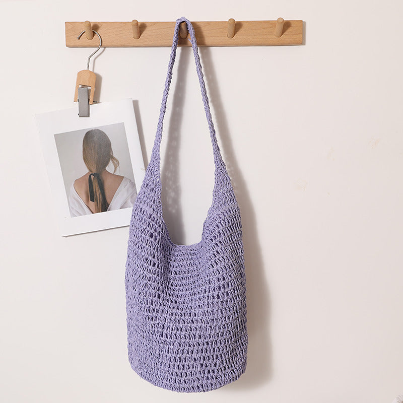 Fashion One Straw Lazy Hollow Woven Seaside Vacation Women's Shoulder Bag