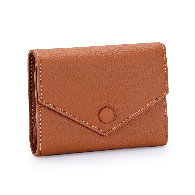 Women's Leather Short Simple Folding First Layer Cowhide Fashion Ladies Wallet