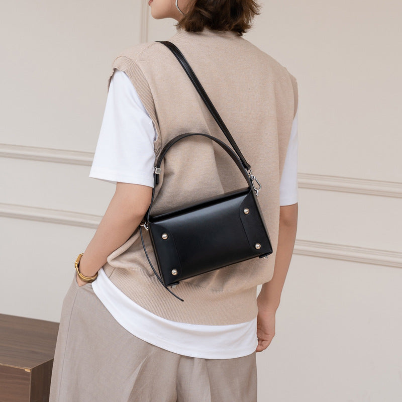Women's High-grade Cowhide Design Genuine Leather Box Bags
