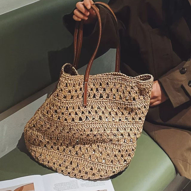 Source Big Retro Straw Woven Summer Seaside Women's Shoulder Bag