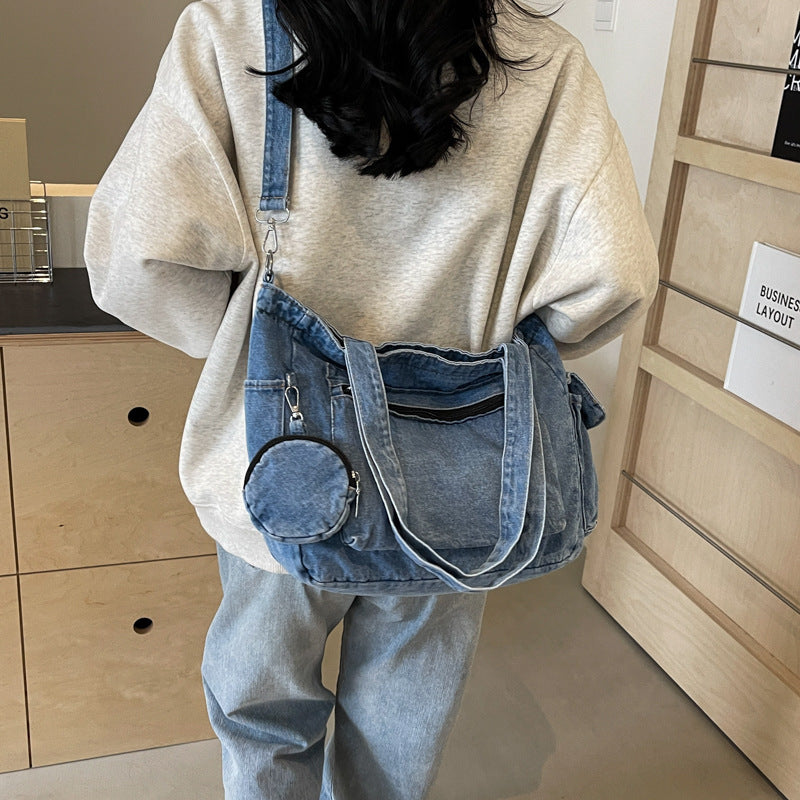 Women's Denim Canvas Large Capacity Shopping Camp Easy Matching Leisure Women's Messenger Bag