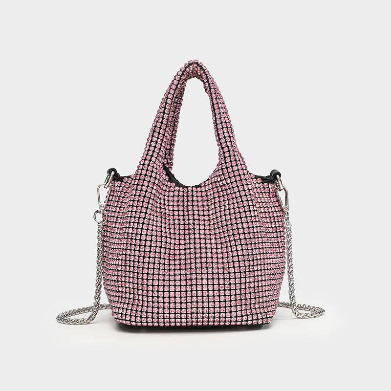 Women's Full Diamond Rhinestone Chain Shiny Portable Bucket Bags