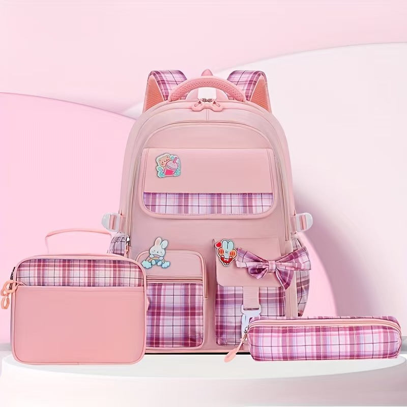 Children's Bowknot Cute Lunch Pencil Three-piece Set Primary School Bag