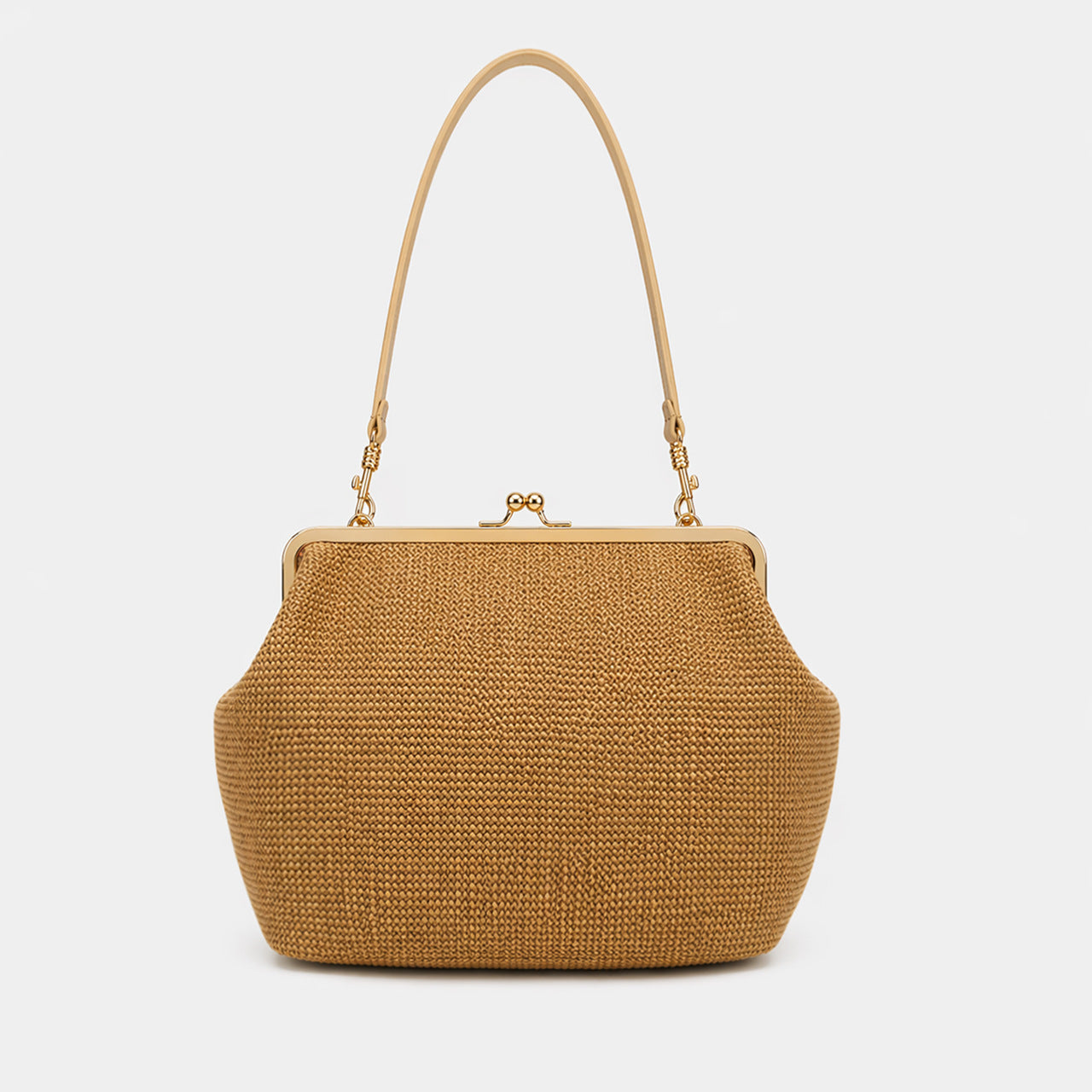 Women's Striped Kiss Straw Woven Clip Summer Women's Handbag