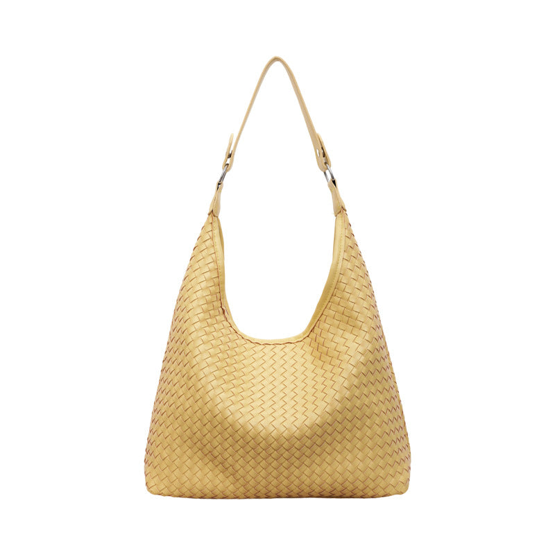 Large Capacity Woven Cross Body Wide Straps Fashion Commuter Women's Shoulder Bag