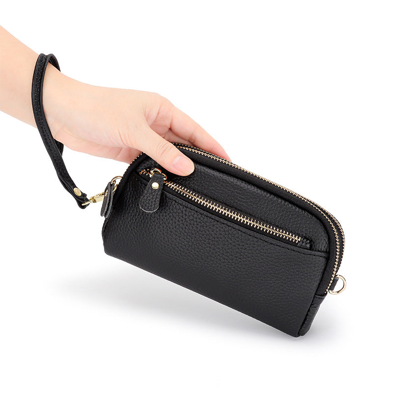 Women's Genuine Leather Chain First Layer Cowhide Large Women's Clutch