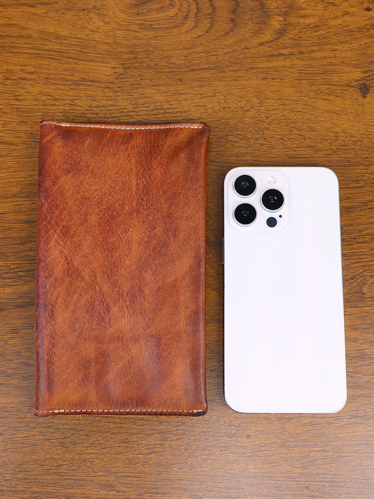 Men's Hand-rub Color Distressed Leather Passport Wrapper Document Business Fashion Men's Wallet