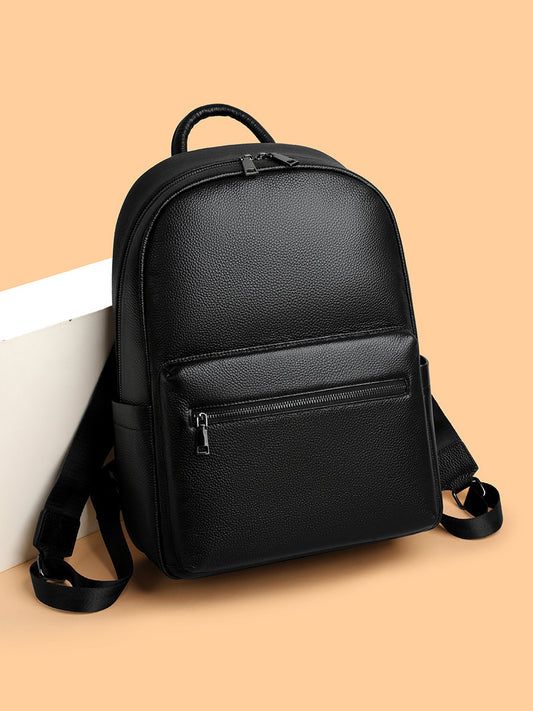 Women's & Men's First Layer Leather Genuine Trip Commuter Business Backpack