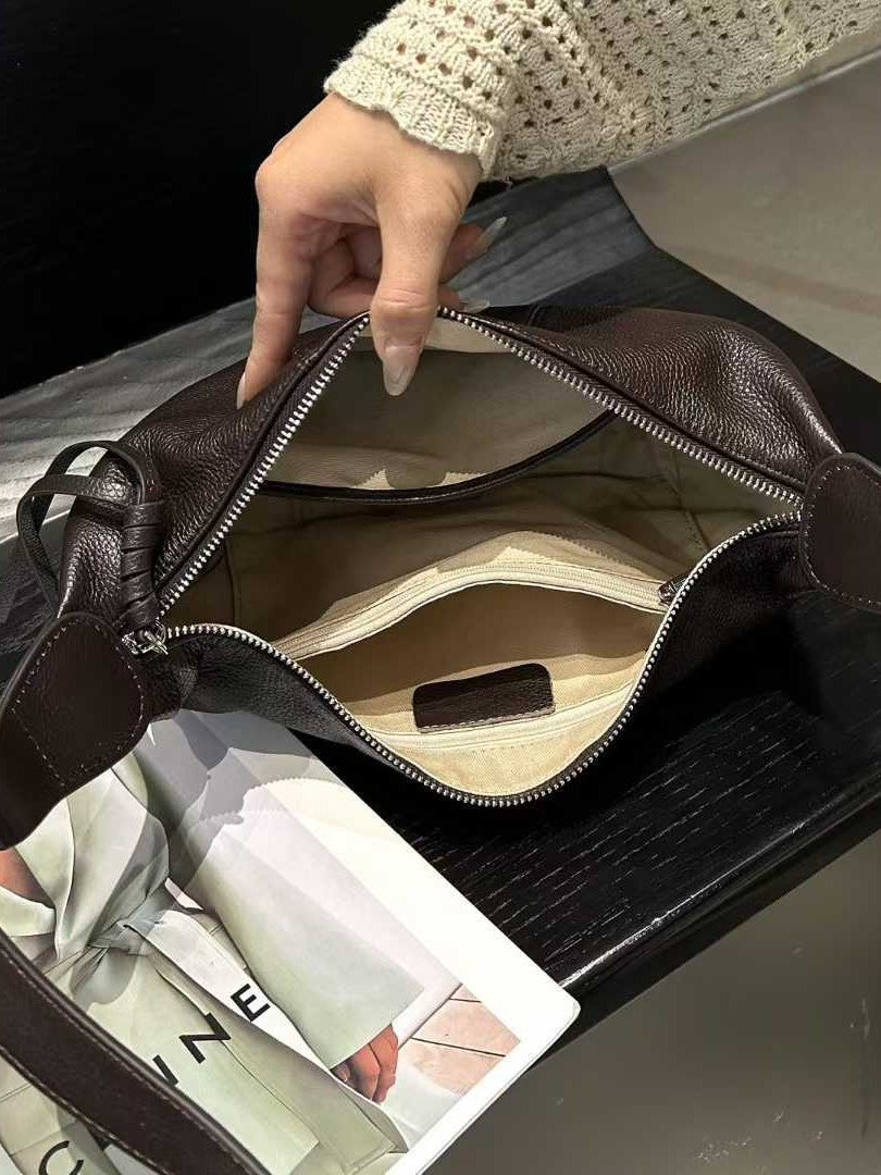 Layer Cowhide Croissant Dumpling Design Genuine Leather Versatile Bags