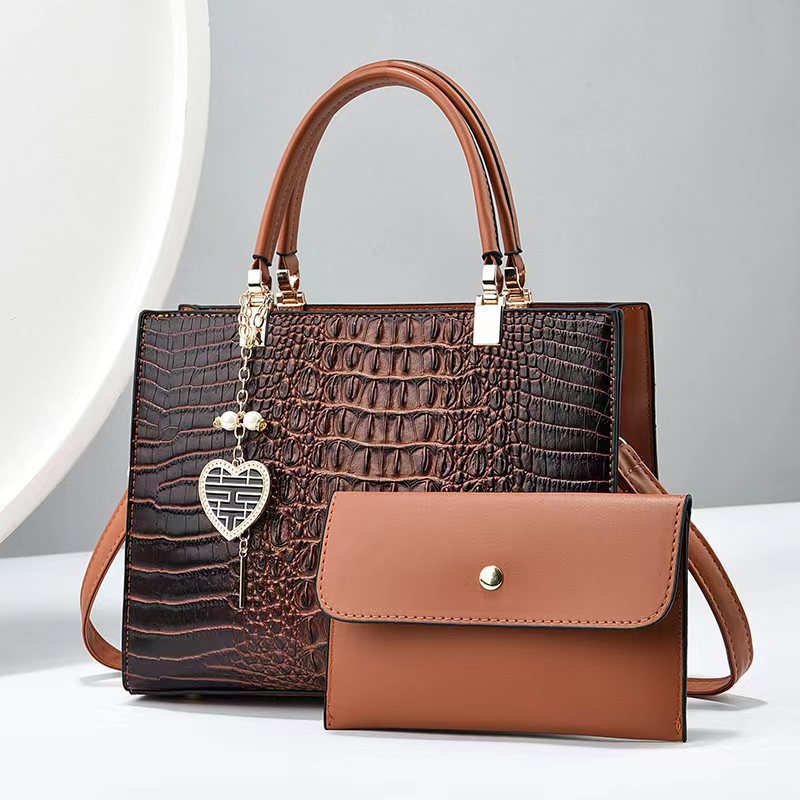 Women's Leather Crocodile Stone Texture Large Capacity Portable Mother Women's Shoulder Bag