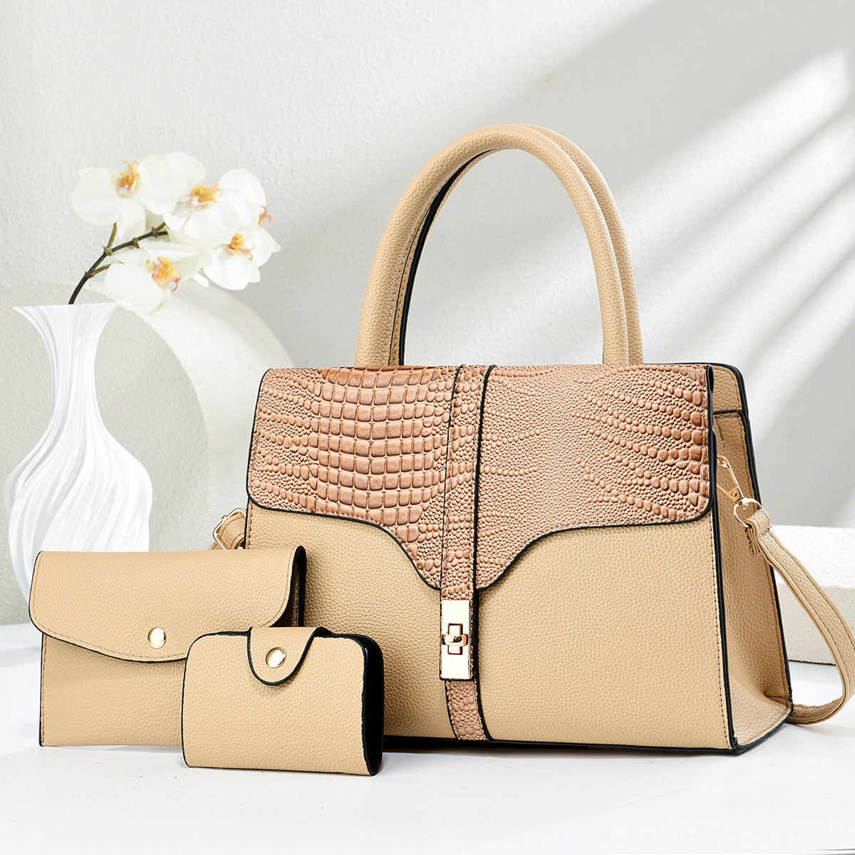 Large Capacity Textured Crocodile Pattern Simple One Women's Handbag